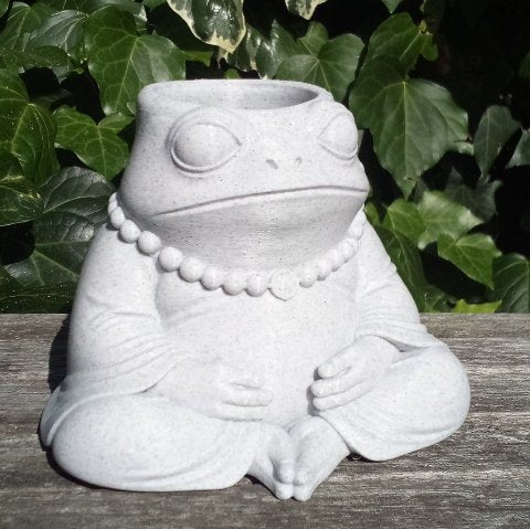 Sad Buddha Frog Plant Pot